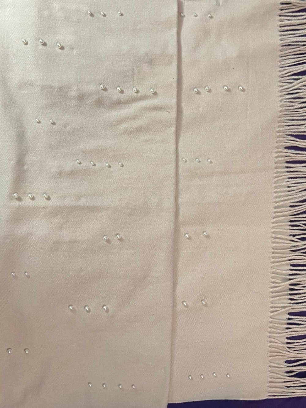 Crosstree Lane Cream Pearl Embellished Fringe Scarf Shawl Wrap